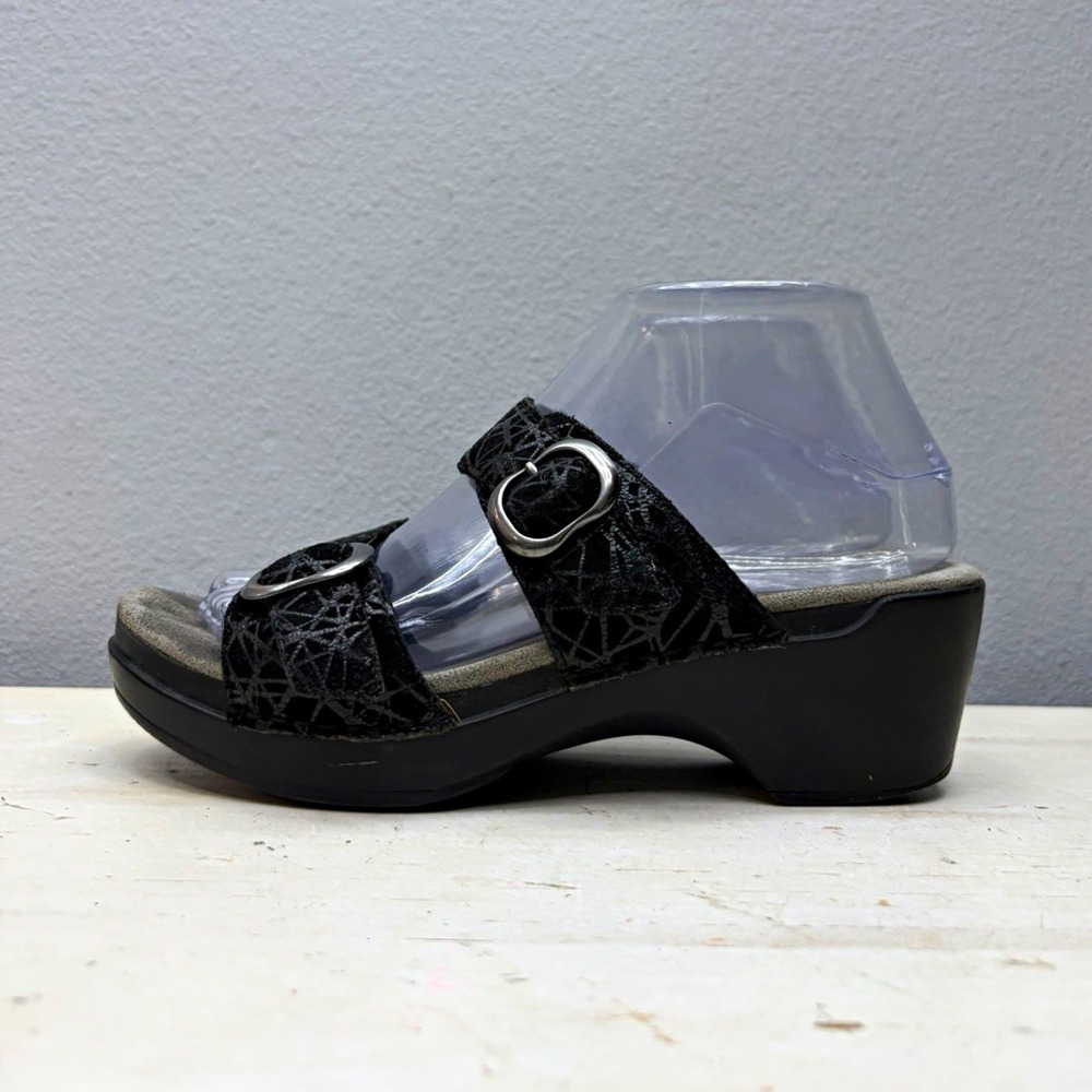 Dansko Black Suede Sophie Sandals Size 38